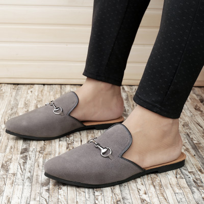 Baxxico Mens Latest Ethnic Mule Slip-on Ethnic Mule For Men(Grey , 10)