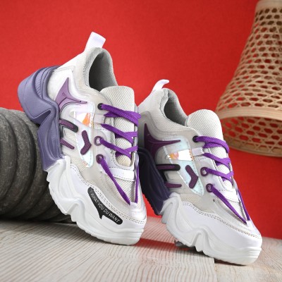 Rising Wolf Synthetic Leather Lightweight Walking Shoe Daily Use | Waterproof Protection Sneakers For Women(Purple)
