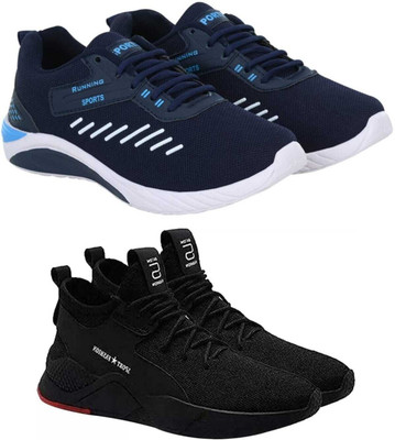 house of common Combo Pack Of 2 Sneakers For Men(Navy, Black , 9)