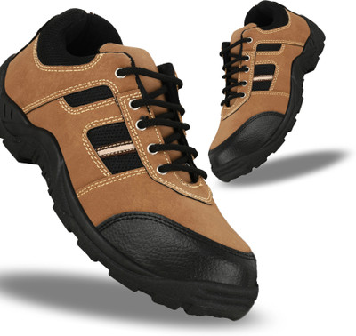 Elecant PVC Sole With Steel Toe Protection Safety Shoes For Men(Tan , 10)