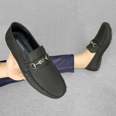 WULONG Loafers For Men(Black , 7)
