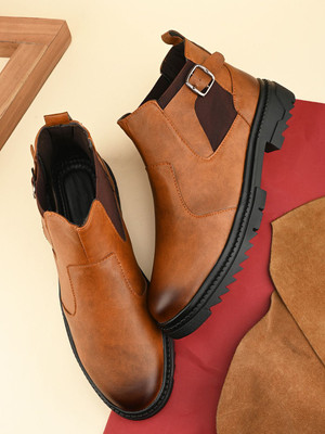 Real Bliss Royal Chelsea Boots For Men ll Formal Boots||High Ankle Length Slip-On Boot Boots For Men(Tan , 7)