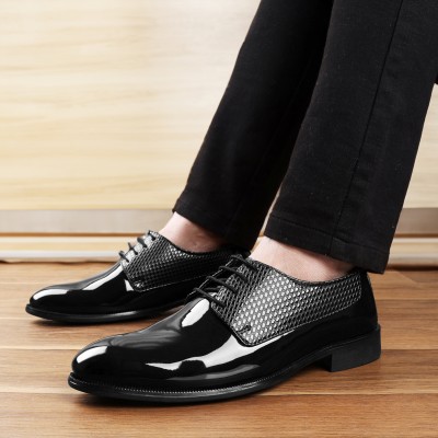 BXXY Men's Faux Leather Material Black Formal Laceup Derby, Office Wear Shoes Derby For Men(Black)