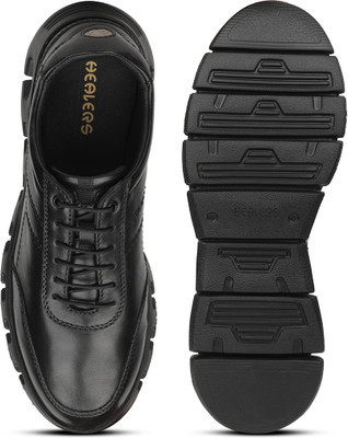 LIBERTY ASF-1 Formal Lacing Shoes With EVA | Durable and Cushioned Footbed Derby For Men(Black , 8)