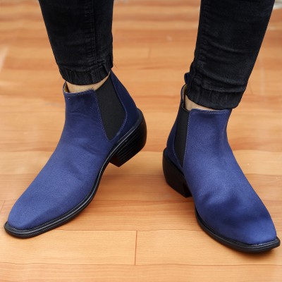 Limitra Stylish Suede British Formal and Casual Wear Chelsea Boots - ALL SEASONS Boots For Women(Blue)