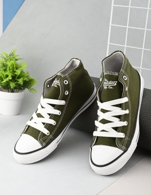 Roadster Women Olive Canvas Comfortable Vulcanised Lace Up Casual Sneakers Outdoor Shoes Casuals For Women(Olive , 4)