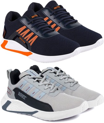 BRUTON Combo Pack of 2 Sports Running Shoes For Men(Grey, Blue , 6)