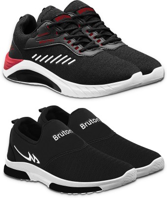 BRUTON Combo Pack Of 2 Trendy And Stylish Sports Shoes Running Shoes For Men(Black)