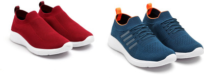 Face Sneakers For Men(Blue, Orange, Red , 10)