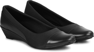 SIMPLEX Stylish Black Women's Ballerina Shoes with Wedge Heel Bellies For Women(Black , 7)