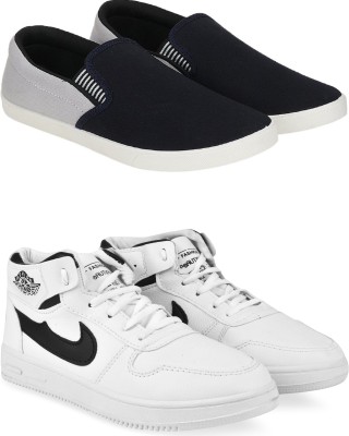 Free Kicks Combo Of 2 Shoes FK-Fitman & FK-J-310 Sneakers For Men(White)