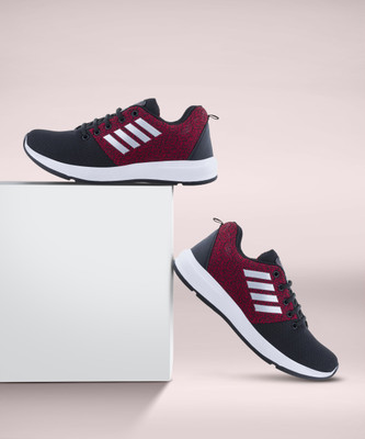 LANCER INDUS-12 Running Shoes For Men(Black, Maroon , 10)