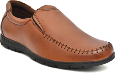 QUVADI Elegant Formal Leather Shoes - Premium Comfort & Style for Every Occasion Slip On For Men(Tan , 7)