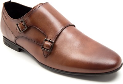 THOMAS CRICK Premium Leather Handcrafted Elegance, Slip-Resistant Design Monk Shoes Corporate Casuals For Men(Brown)