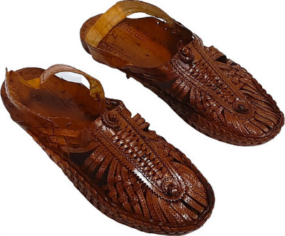 QADUMI Ethnic Mule For Men(Brown , 9)