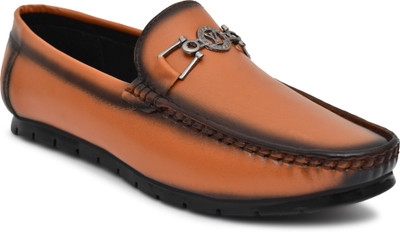 SR UNIQUE SR UNIQUE Men's Trending Stylish Moccasin Loafer Buckle Shoes Loafers For Men(Tan , 9)