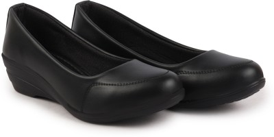 FAUSTO Formal Platform Wedge Heel Ballerina Shoes For Women(Black)