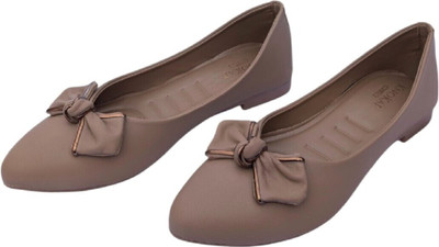 KNOKAP Slip-On Comfortable Casual Ballerinas | Soft Cushioned Footbed | Anti-Skid Sole Bellies For Women(Beige , 4)