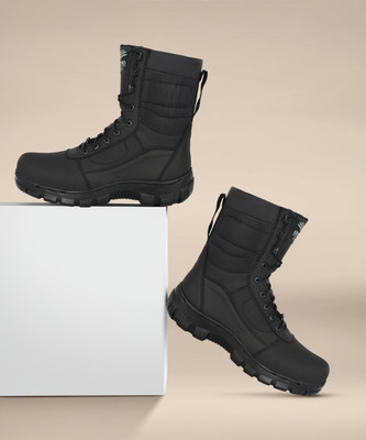OMEE GOLD Mens Black Tactical Combat Army/Military Boots (Kala Kapda) Boots For Men(Black , 8)