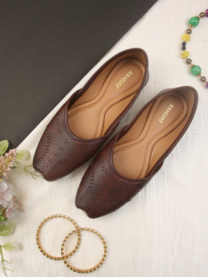RAHEGAS Premium Brown Ballerinas | Women’s Mojari | Traditional Jutti for Women, Bellies For Women(Brown , 5)