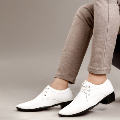 YUVRATO BAXI Men's 5.08 CM Heel Height Increasing Stylish White Formal Laceup Derby Shoes Casuals For Men(White , 10)