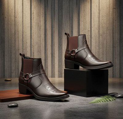 YUVRATO BAXI New Stylish Brown Casual Formal Slipon Ankle Boot And Outdoor Dress Boot For Men Outdoors For Men(Brown , 8)