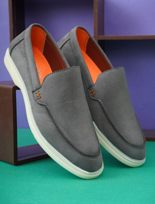 Biggie Exclusive Suede slipon casual Loafers For Men(Grey , 10)