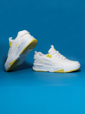 JQR Signature Shoes,Walking,Running,Lightweight,Stylish Sneakers For Men(White, Yellow , 7)
