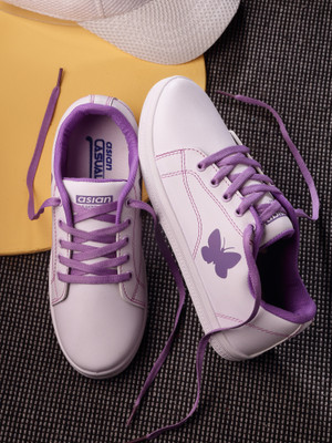asian Jasmine-05 White Sneakers,Casual,Loafers,Stylish Sneakers For Women(White, Purple , 6)