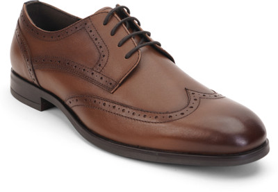THOMAS CRICK Thomas Crick Genuine Leather Brogue Shoe Lace Up For Men(Brown , 6)