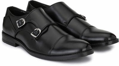 Hirel's Double Monk Formal Shoes|Office|Executive|Comfortable|Soft Cushioned Monk Strap For Men(Black , 7)