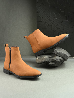 Roadster Classic Faux Leather Finish Chelsea Boots For Men | Elegant Party & Casual Boots Boots For Men(Tan , 9)