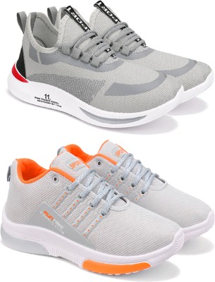 World Wear Footwear Exclusive Collection of Stylish Sport Sneakers Shoes & Running Shoes Running Shoes For Men(Grey, Orange , 6)