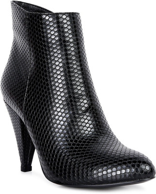 London Rag Black Heeled Ankle Boots Boots For Women(Black , 7)