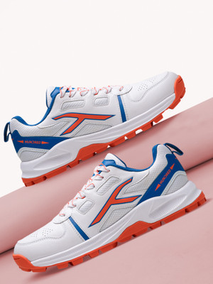 Hundred HyperTurf Cricket Shoes For Men(White, Blue, Orange , 7)