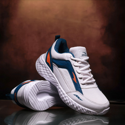 asian Men’s Toofan-06 Running Shoes | Stylish & Comfortable Sports Shoes for Boys Running Shoes For Men(White, Orange , 9)
