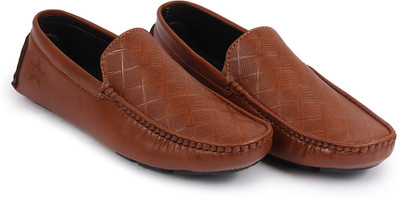 FAUSTO Textured Design Casual Classic Slip On Driving Loafer and Mocassin For Men(Tan , 10)