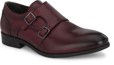 House of Pataudi Genuine Leather Ankle Straps Monk Strap For Men(Brown)