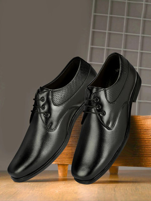NARKI Men's Formal Shoes - Stylish Lace-Up Office Wear Derby Shoes for Men Outdoors For Men(Black , 8)