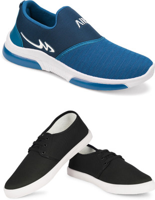 Free Kicks Combo Of 2 Shoes FK-Mexico & FK-201 Running Shoes For Men(Black , 6)