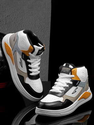 asian Casual Sneaker Shoes For Men|| Soft Cushioned Insole || Moscow-12 High Tops For Men(White, Beige , 6)