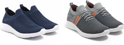 Face Stylish Sports Shoes for Men – Ideal for Running, Gym & Training Sneakers For Men(Navy, Grey, Orange , 10)