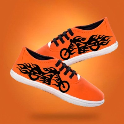 KANEGGYE Canvas Shoes For Men(Orange , 9)