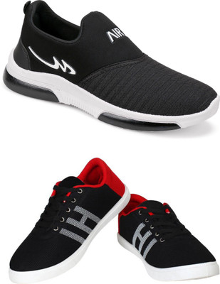 Free Kicks Combo Of 2 Shoes FK-Mexico & FK-Mcw145 Sneakers For Men(Black, Red , 8)