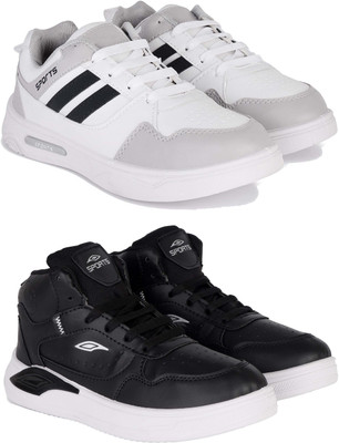 ABN Men's Lightweight Running Shoes,Comfortable,Stylish Casual Shoes for Walking Casuals For Men(White, Black , 7)
