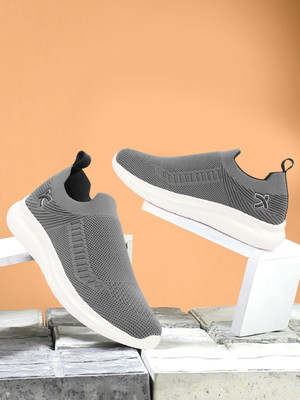 Khadim's Stylish Comfortable Lightweight Breathable Socks/Elastic Training & Gym Shoes For Men(Grey , 8)
