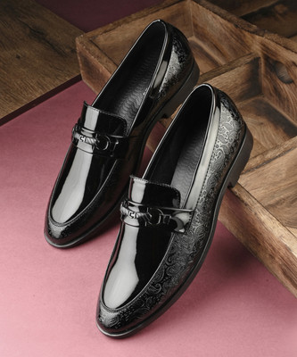 INVICTUS Invictus Men Brown Faux Leather Formal Slip On Loafers Slip On For Men(Black , 8)