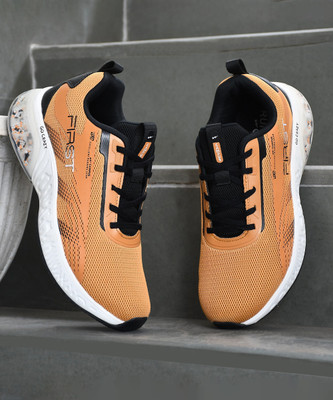 CAMPUS FIRST Men's Sports Shoes | PU Foam Comfort & Ball-Tech Support | Lace-Up Running Shoes For Men(Yellow , 7)