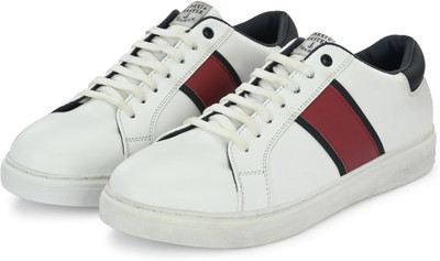 AUSERIO Men's Leather Lace Up Sneaker Casual Shoes | White UK 10 (LS09) Sneakers For Men(White , 10)
