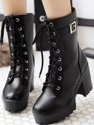 SHOETOPIA Boots Trendy Casual Party Wear Daily Wear Comfortable Stylish Boots for Girls Boots For Women(Black)